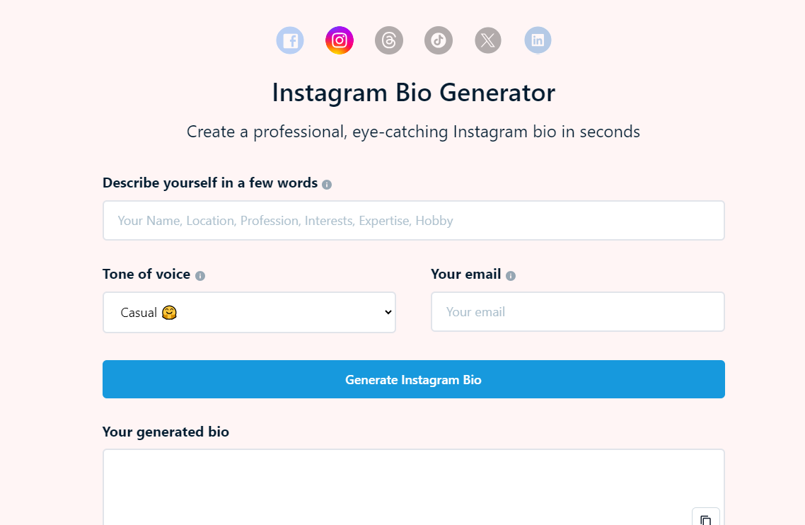 Mention’s Instagram Bio Generator