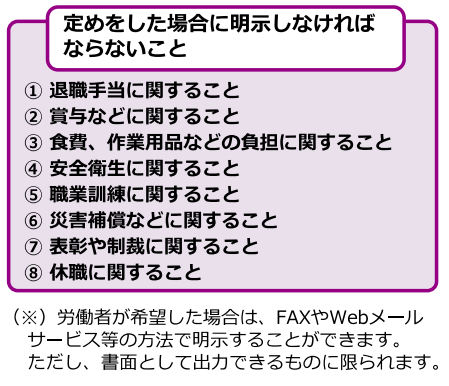 定めをした場合は雇い入れ時に明示すべきこと