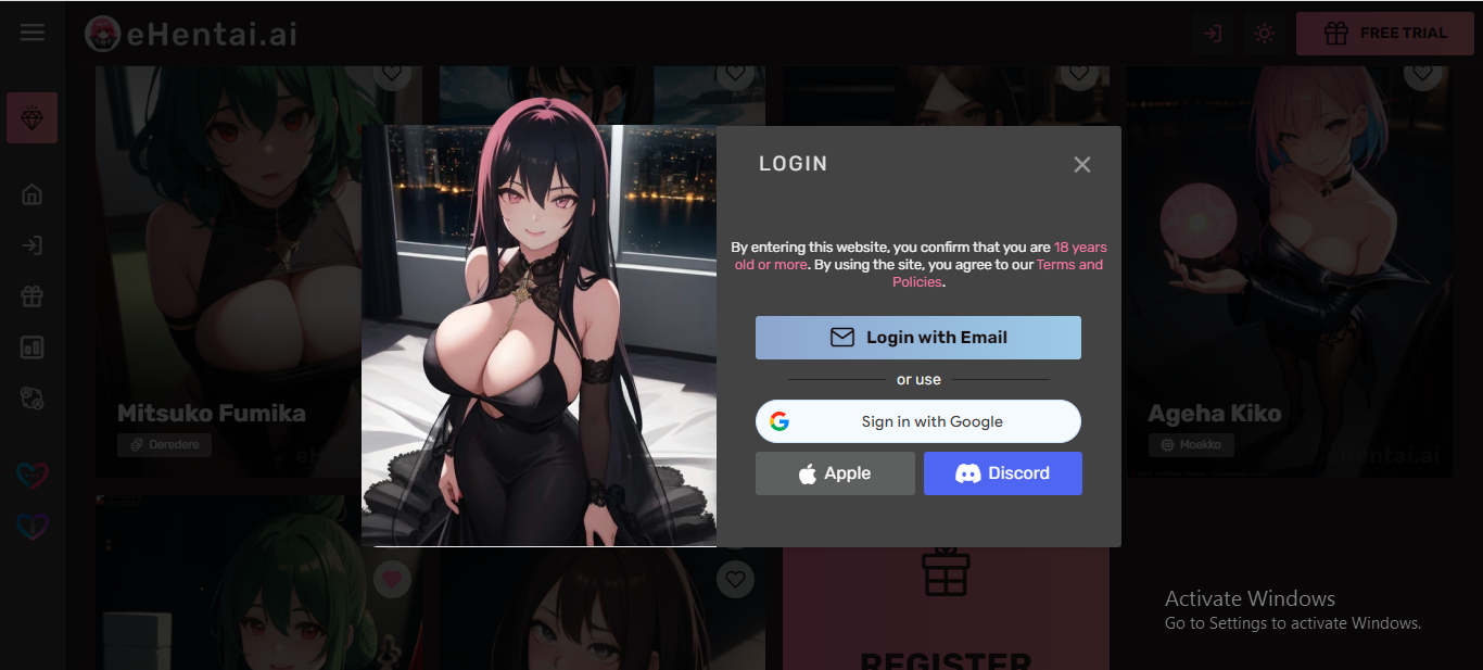 Creating an account on eHentai