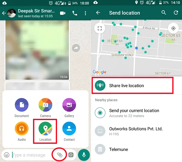 whatsapp live location