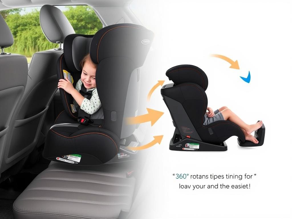 Evenflo Gold Revolve360 Extend rotating car seat showing its 360-degree rotation capability