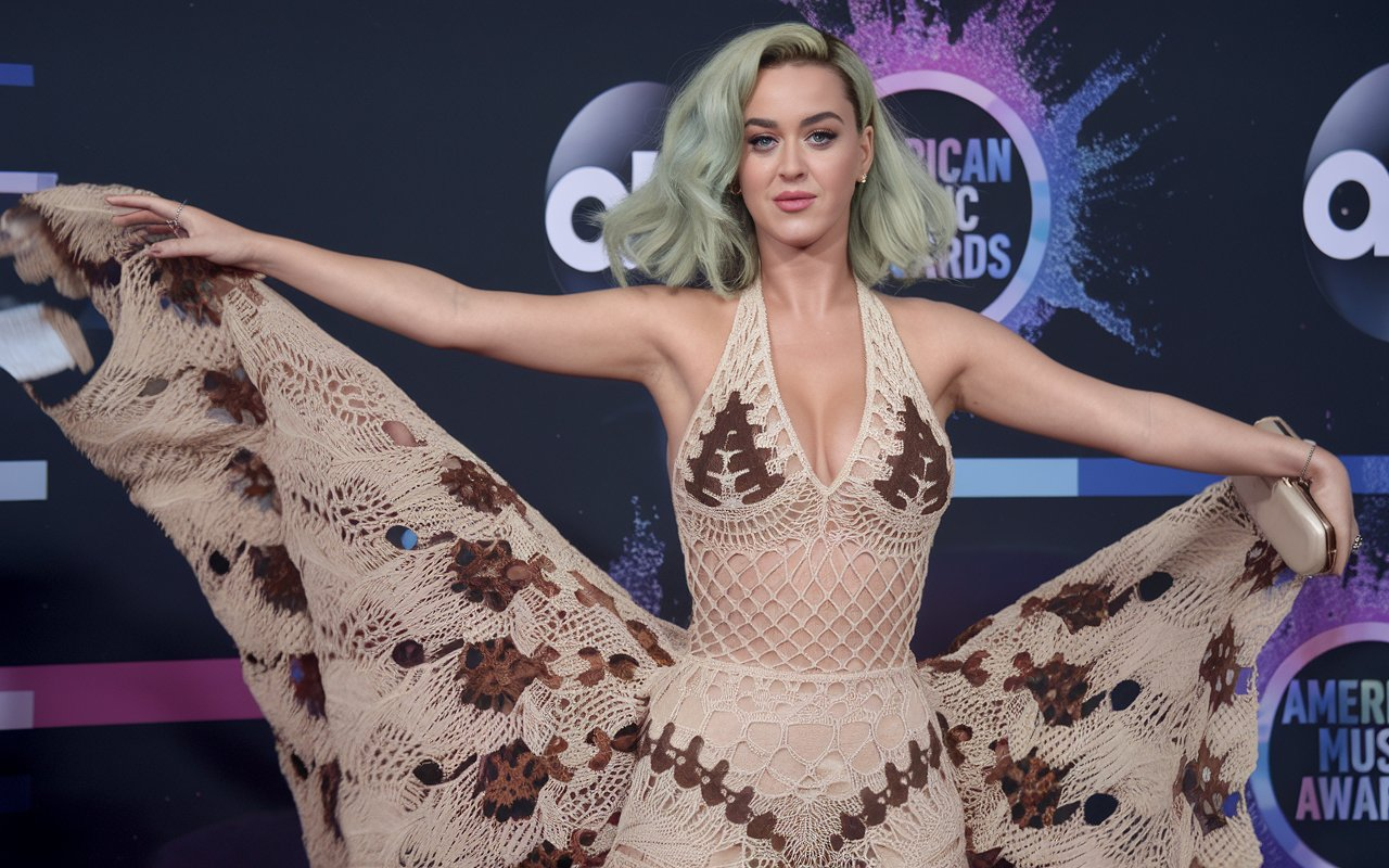 Katy Perry Went Braless in a See-Through Crochet Dress