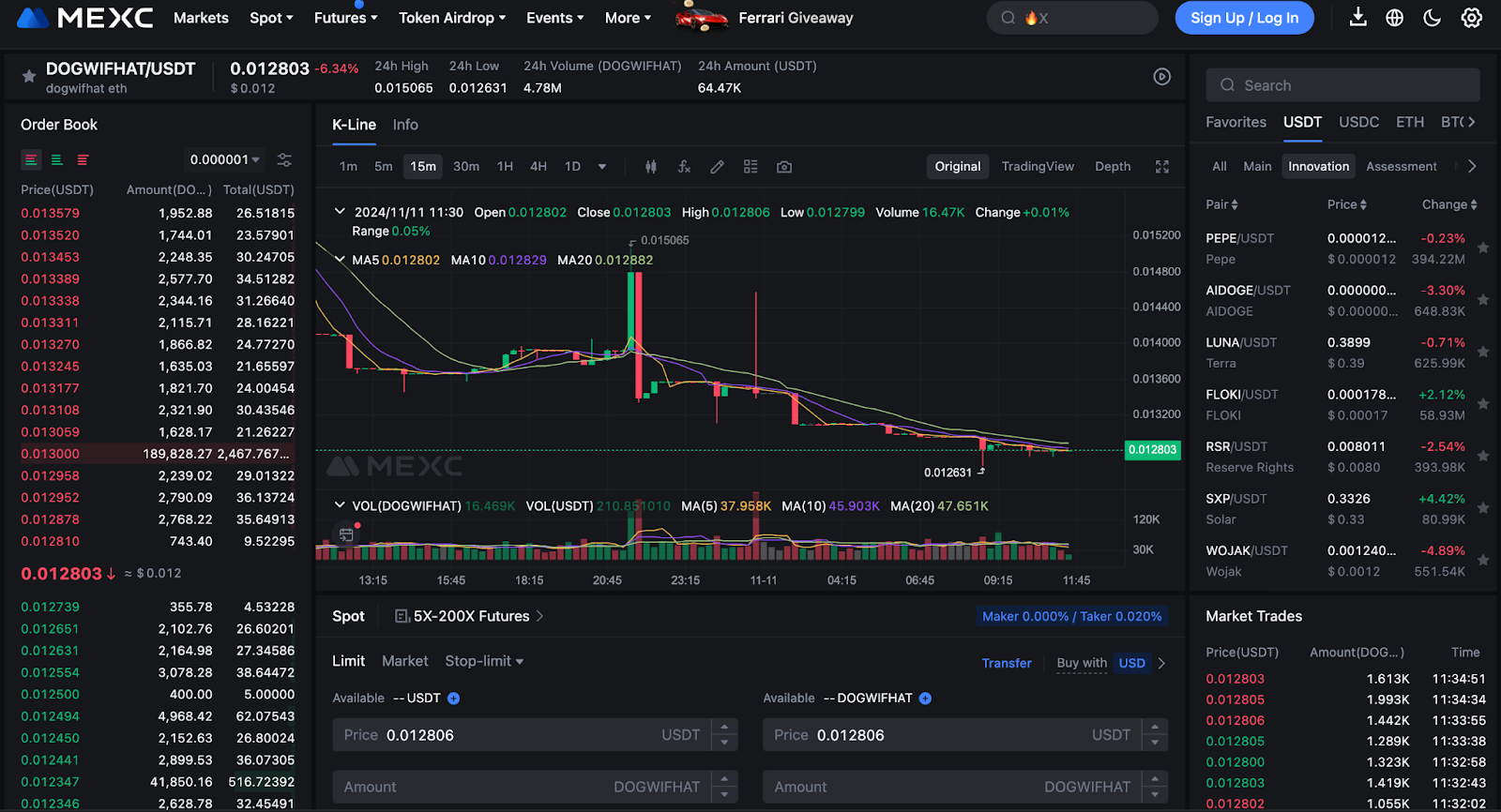 MEXC trading platform