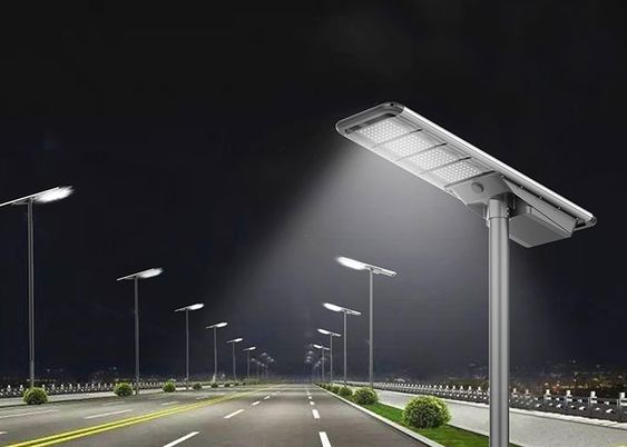 the image displays street light using solar panel