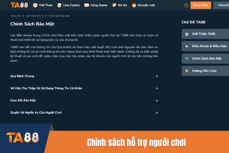 Chính sách hỗ trợ người chơi