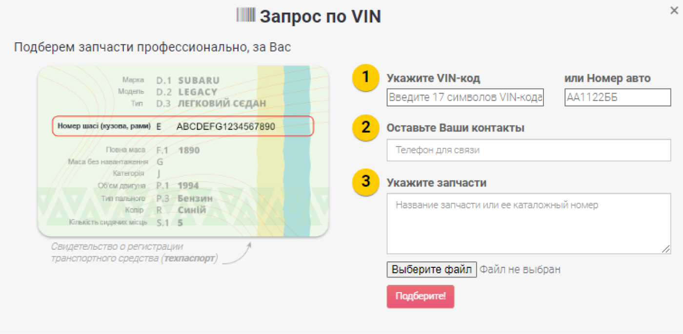 купити запчастини по vin - коду