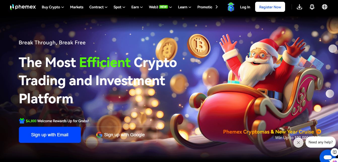 Phemex homepage