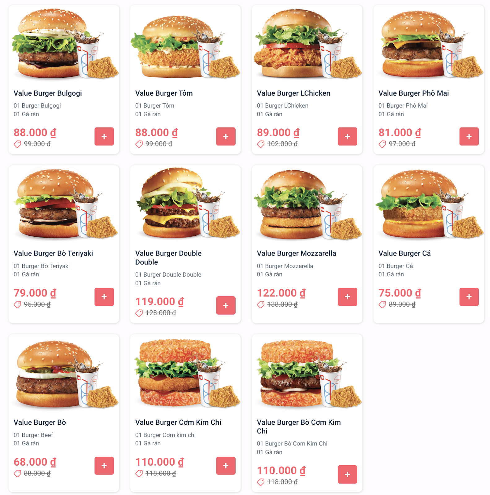 Menu Lotteria value