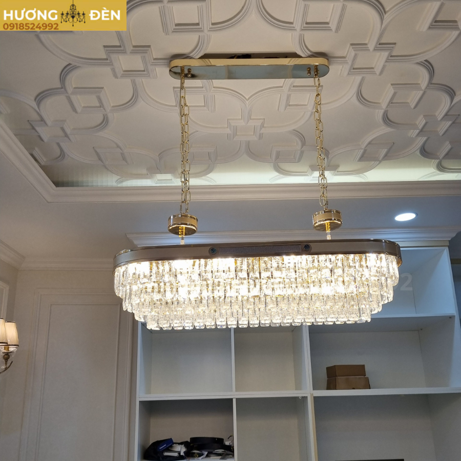 Đèn treo pha lê K9 thân xi cao cấp L950*H300 - E14*14