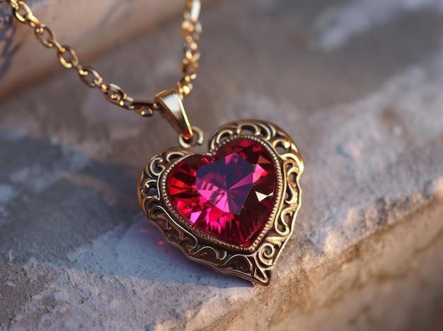 Premium Photo | Heart shaped necklace resting on a rock love and nature inspired  jewelry pendant