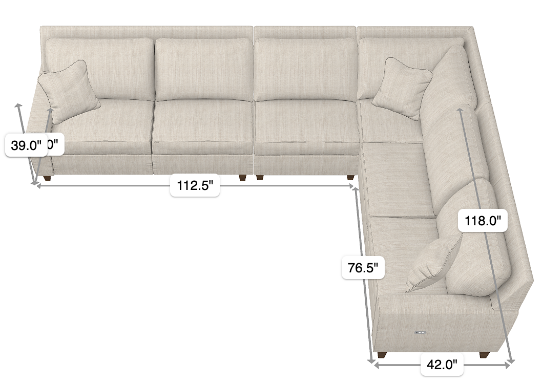 edie sectional dimensions