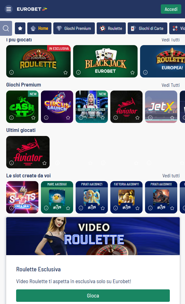 Eurobet casino home page