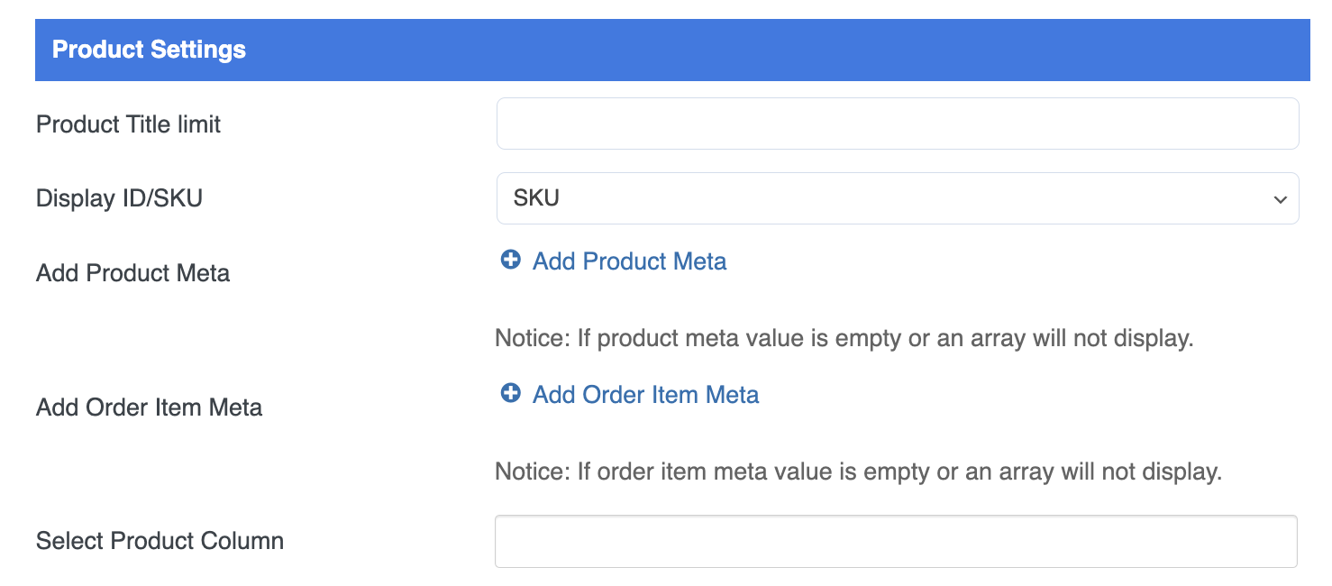 customize product settings in Woocommerce pdf invoice 