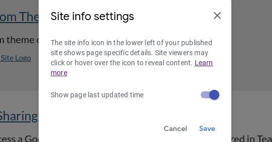 Affichez ou masquez la date et l'heure de la dernière mise à jour d'une page dans les nouveaux sites Google.   
