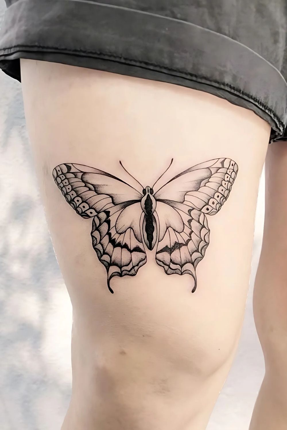 Butterfly Thigh Tattoo