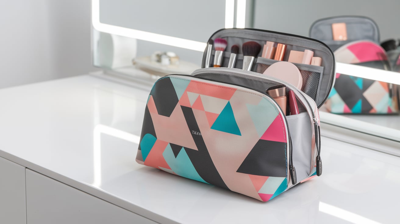 Cosmetic Bag Makeup Pouch Abstract Triangles