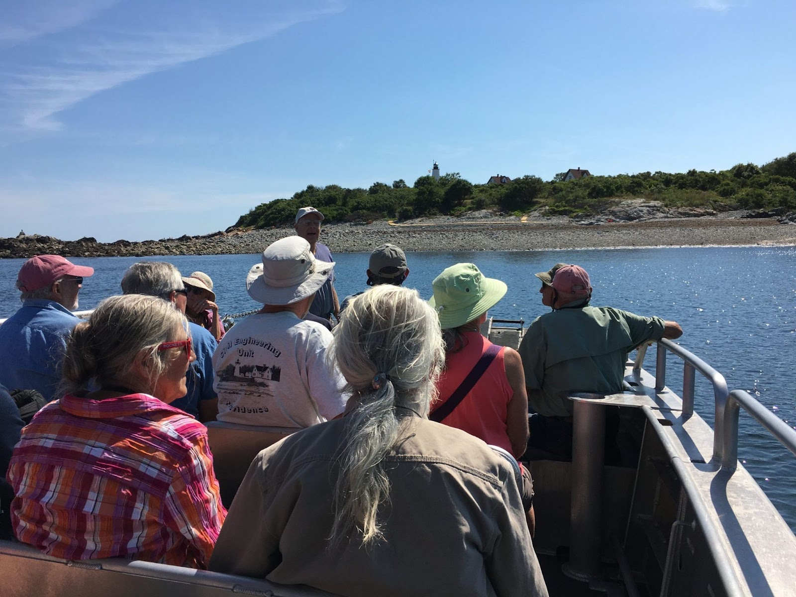 Group aboard the boat 'Naumkeag' headed to Bakers Island in Salem, Massachusetts