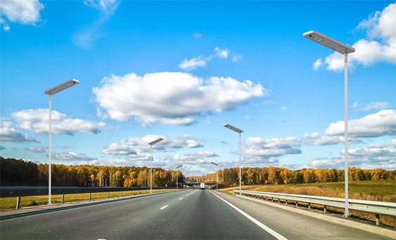 the image displays a solar street light