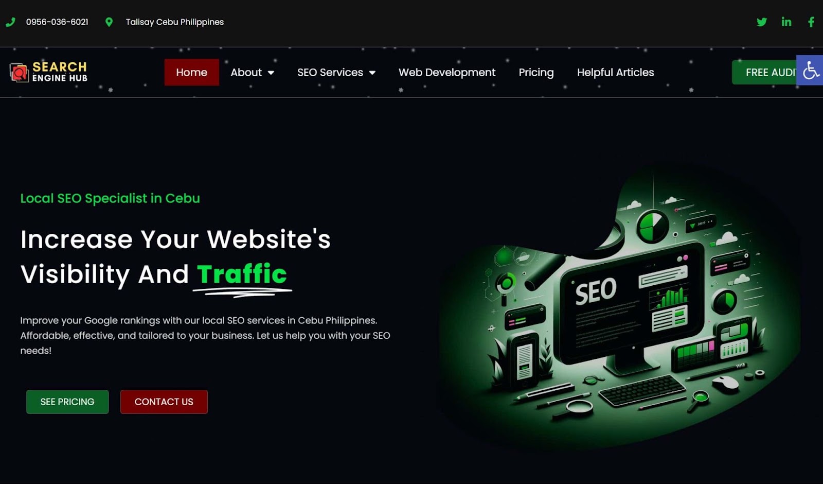 Screenshot of Search Engine Hub website