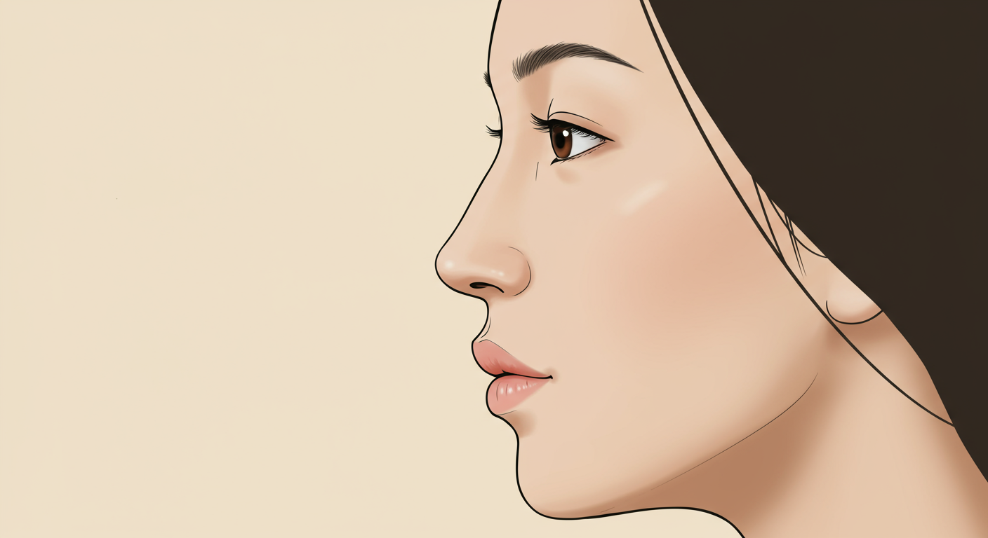 忘れ鼻の特徴と美しさを示す横顔イラスト