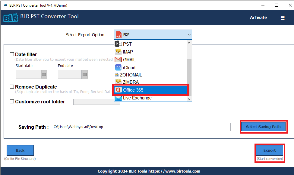 click-on-export-button-to migrate-pst-of-office-365