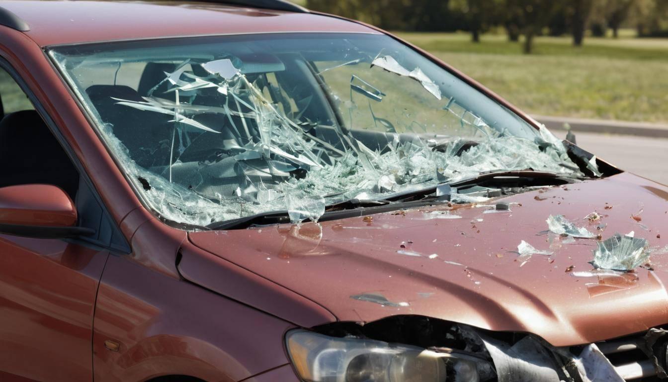 A car with a broken windshield

Description automatically generated