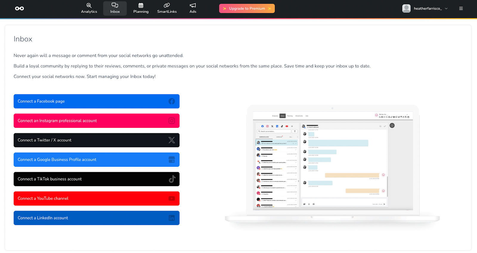 metricool dashboard view