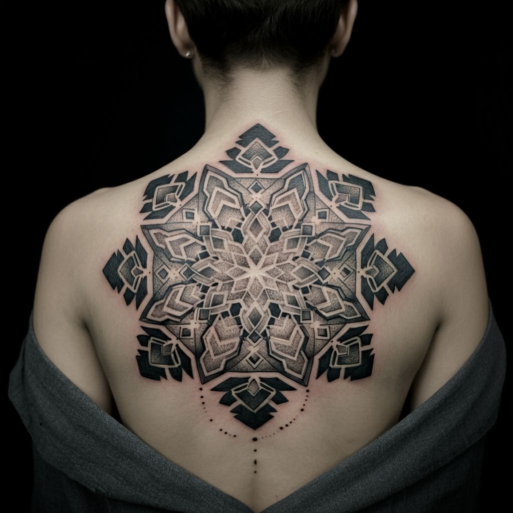 Snowflake Tattoo on back