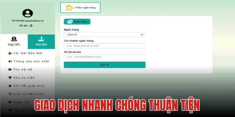 Nạp tiền thay đổi thưởng cũng được giao dịch nhanh chóng 