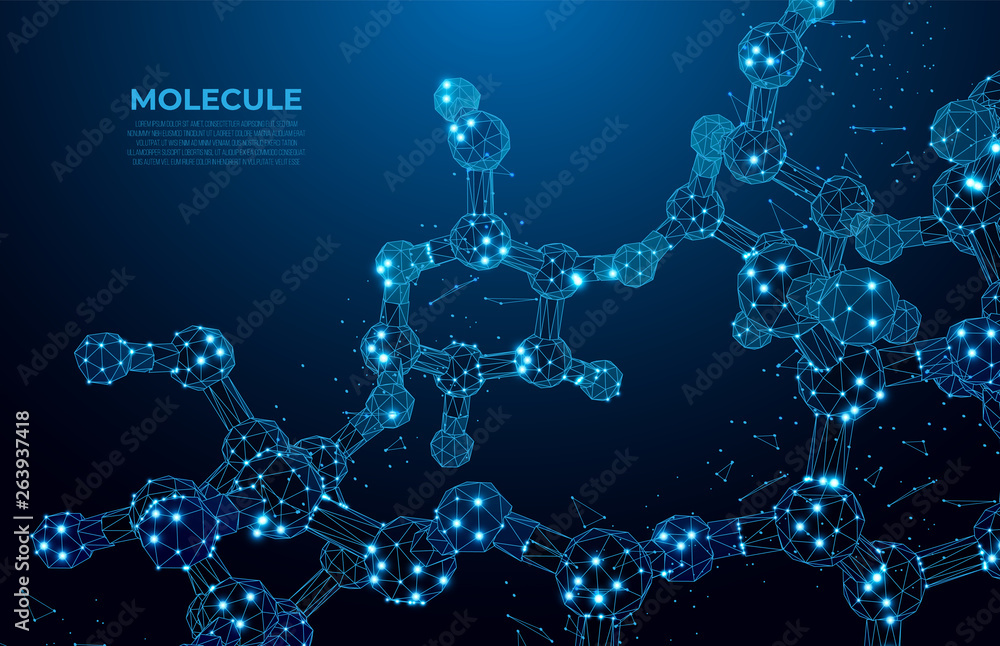 Scientific molecule low poly wireframe background for medicine, science,  technology, chemistry. Wallpaper or banner with a DNA molecules. Polygonal  wireframe futuristic image Stock Vector | Adobe Stock