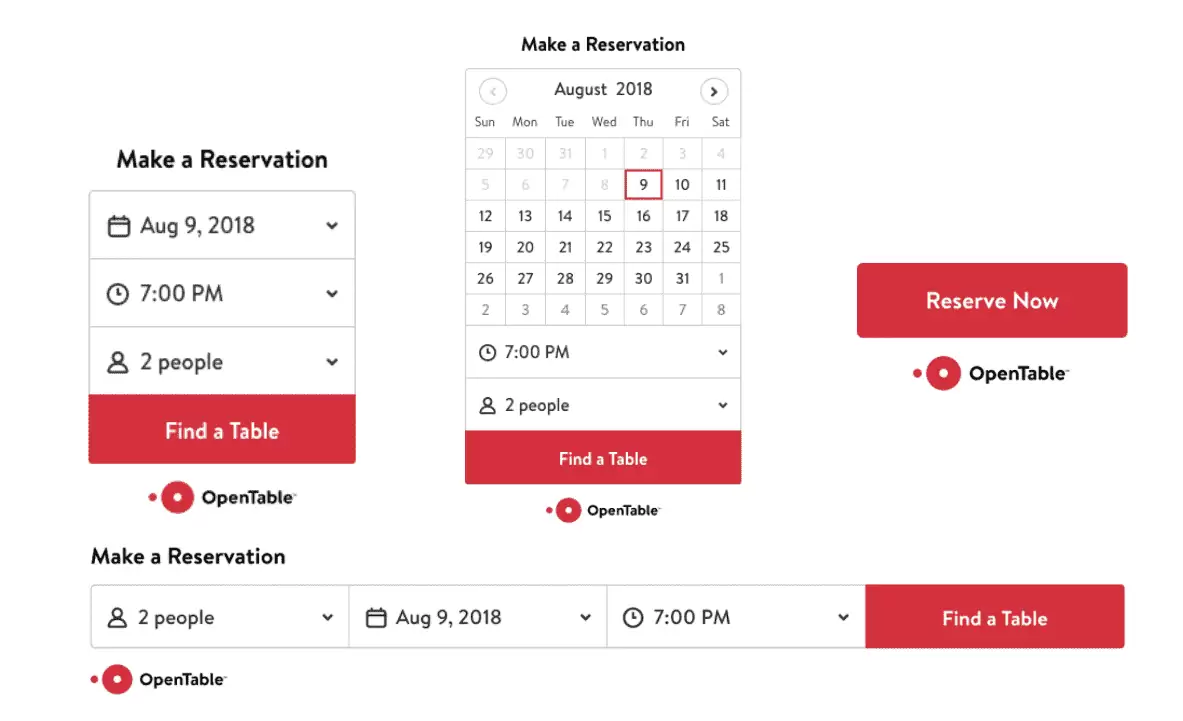 OpenTable dashboard
