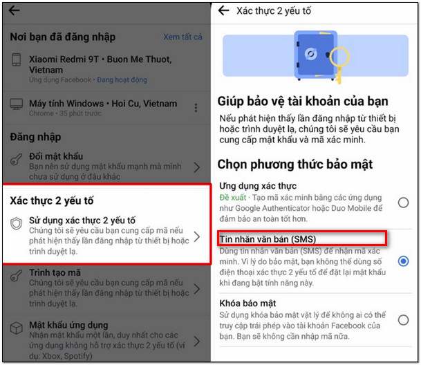 Click vào mục sử dụng xác thực 2 yếu tố Rồi