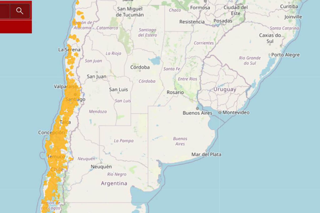 Mapa de cobertura de Claro en Chile