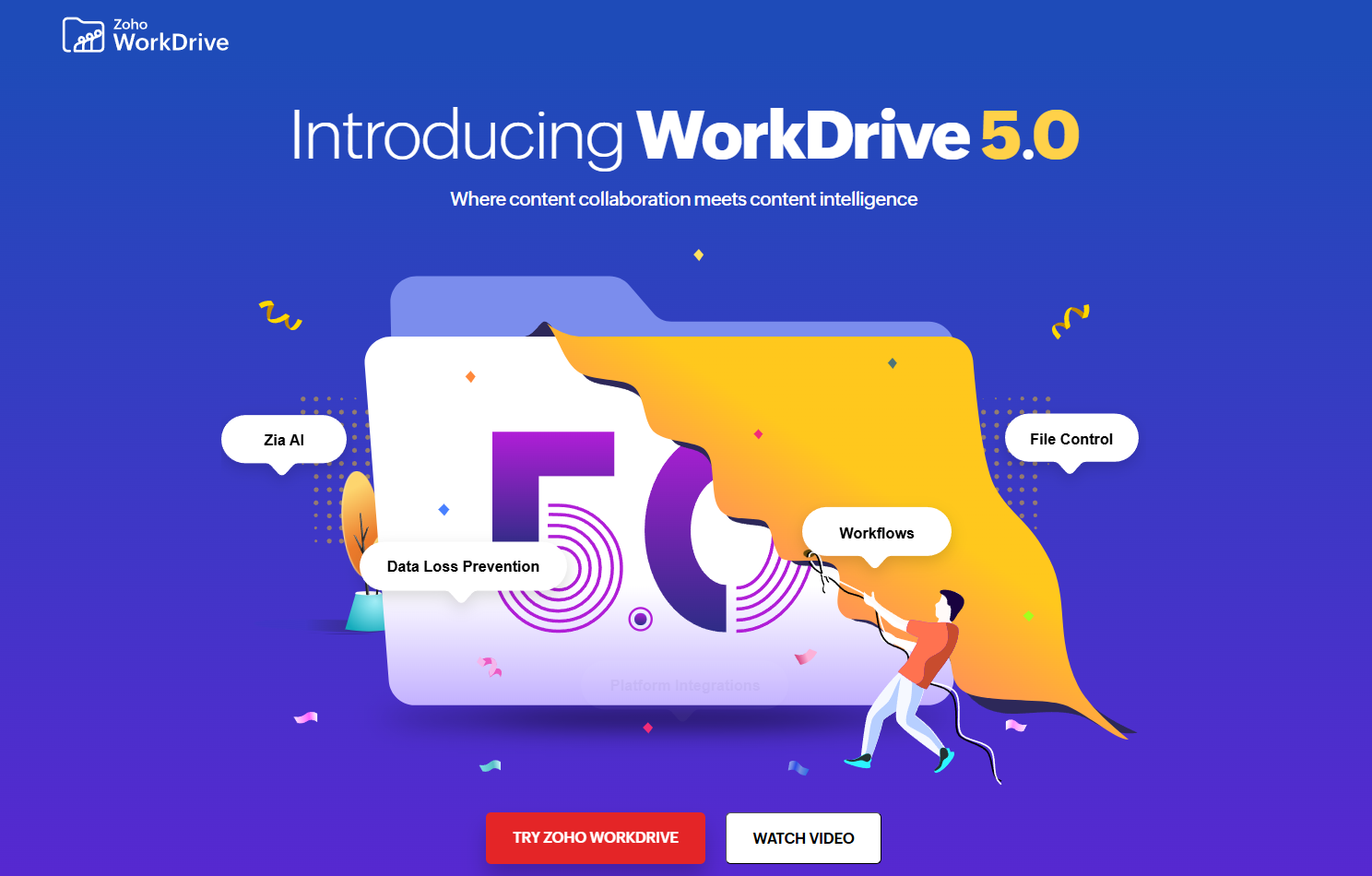 Zoho's PPC landing page for collaboration software with an attractive headline