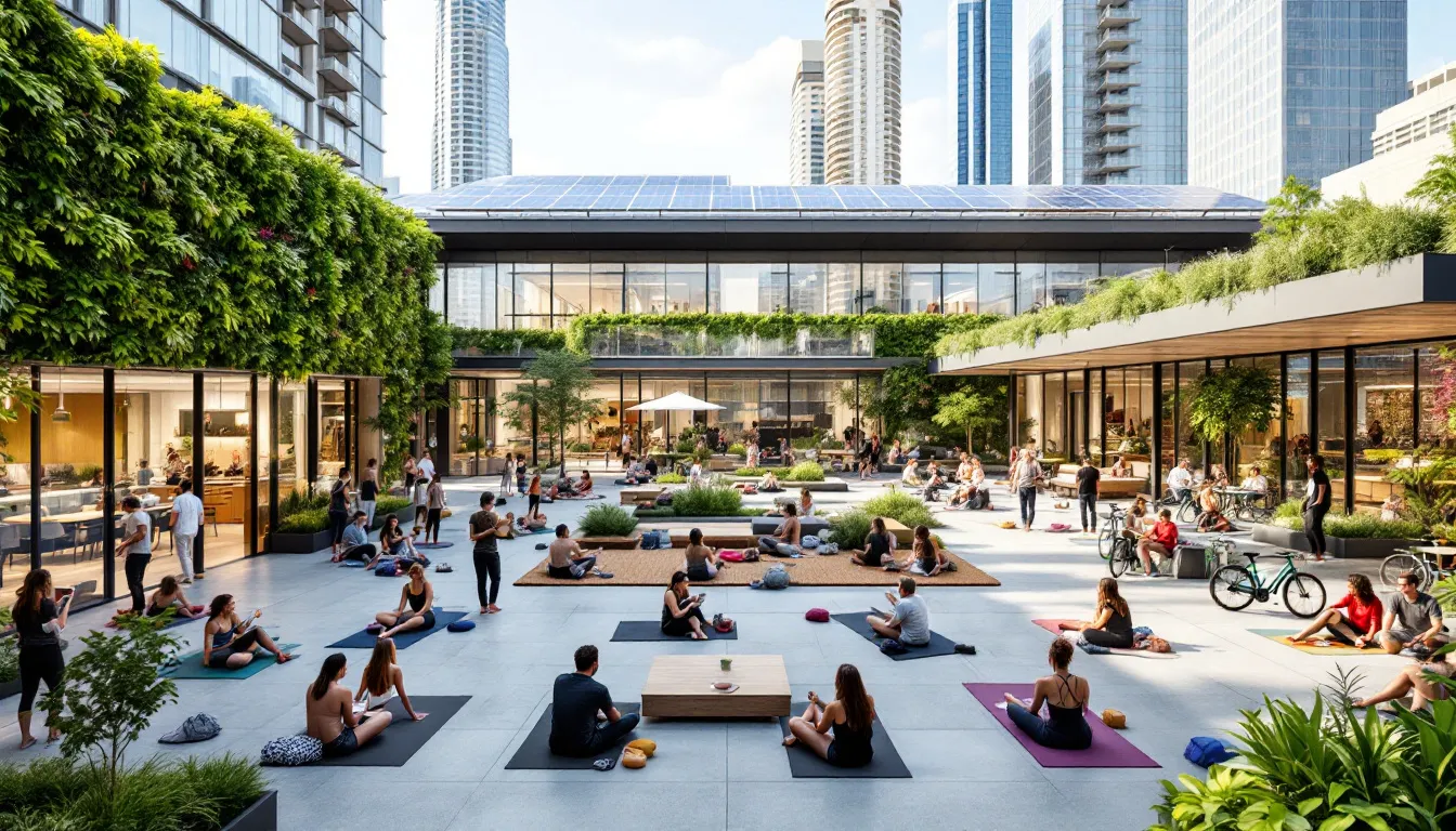 Community spaces in mixed use developments enhancing urban life.