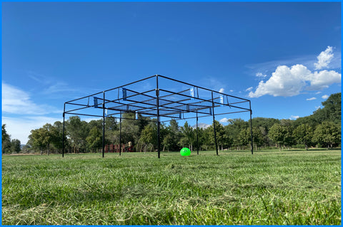 9 Square set up at a park featuring a Castle sports ball