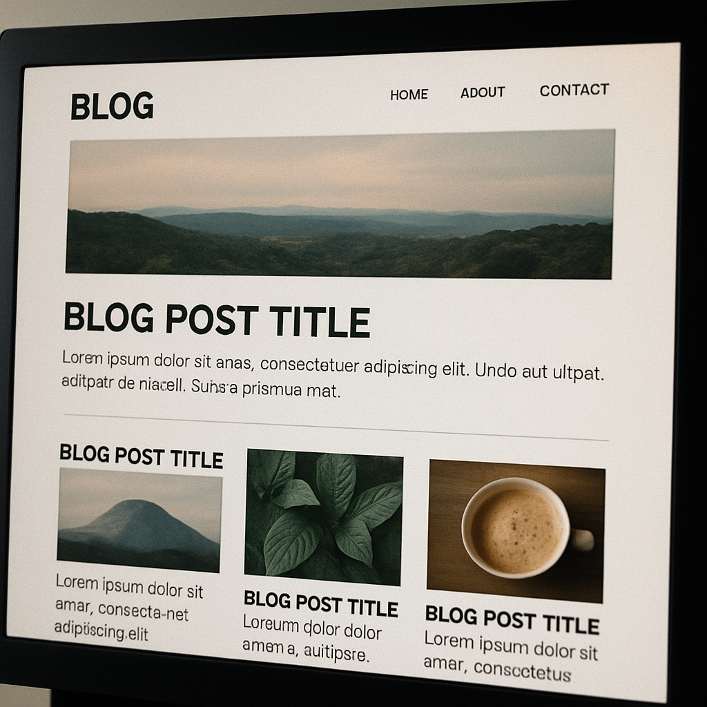 Image of a computer screen displaying a blog layout