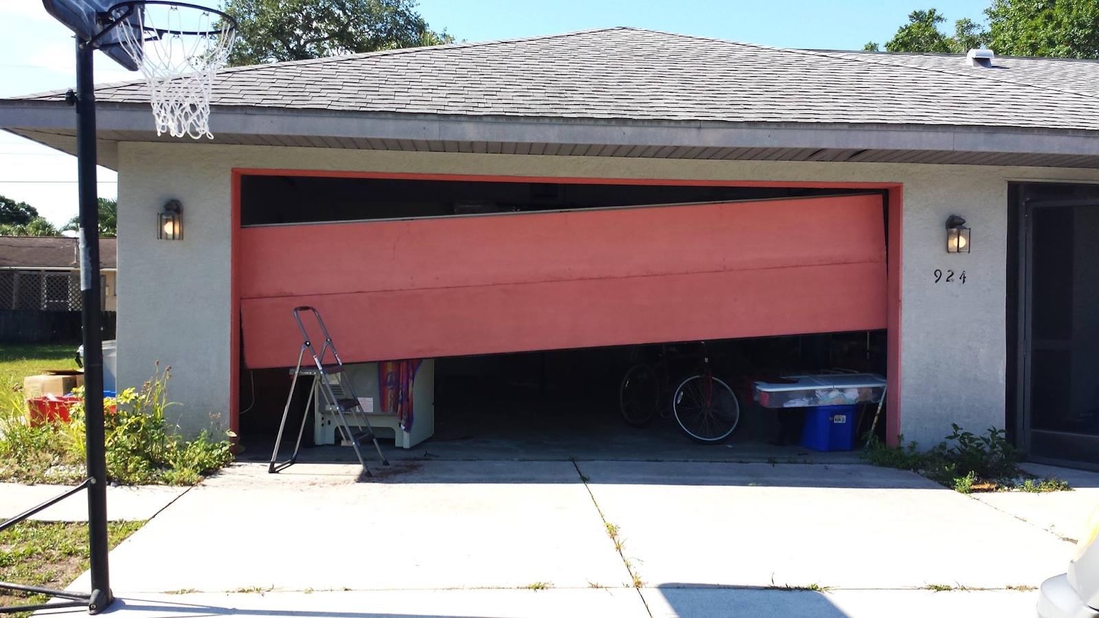 garage door off track