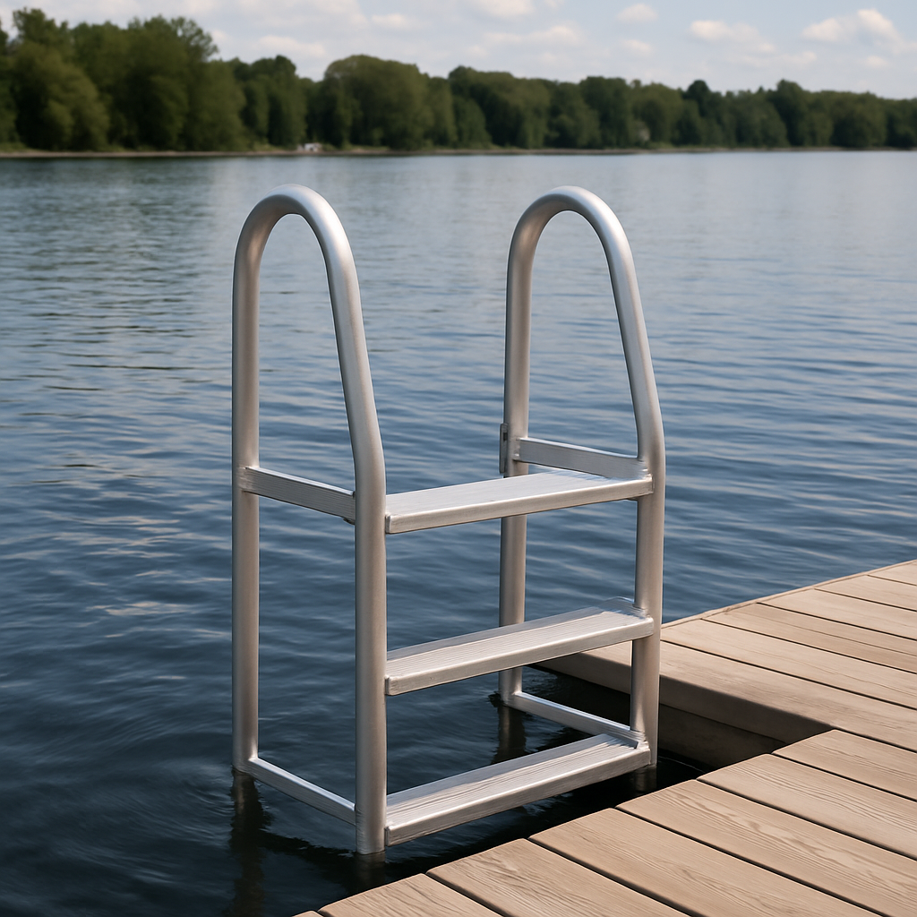 aluminum dock ladder on a waterfront