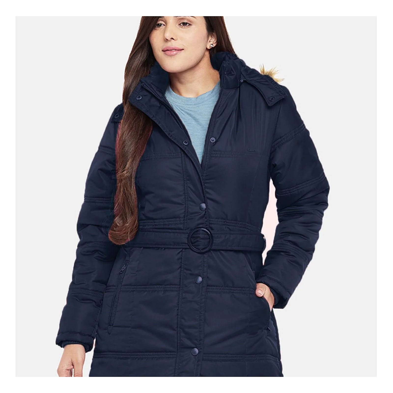 Alaskan navy blue Parka Jacket For Women