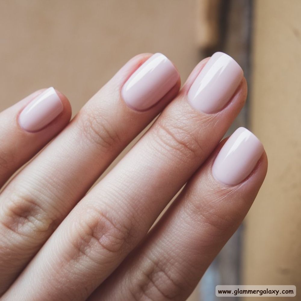 Korean fall nails having Delicate Blush Pink
