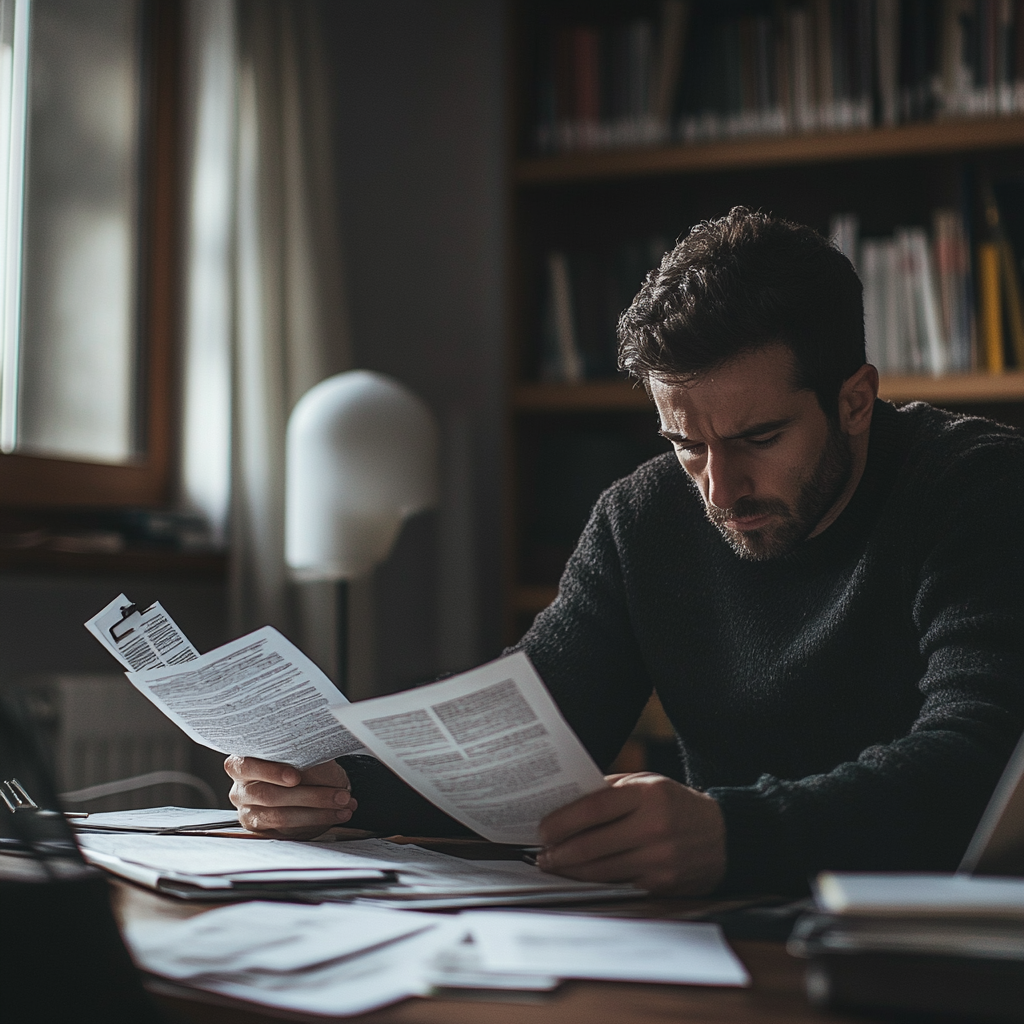 A man looking through the documents | Source: Midjourney