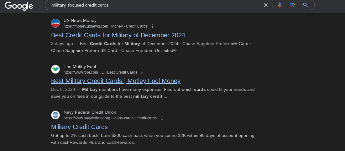 best credit cards for military