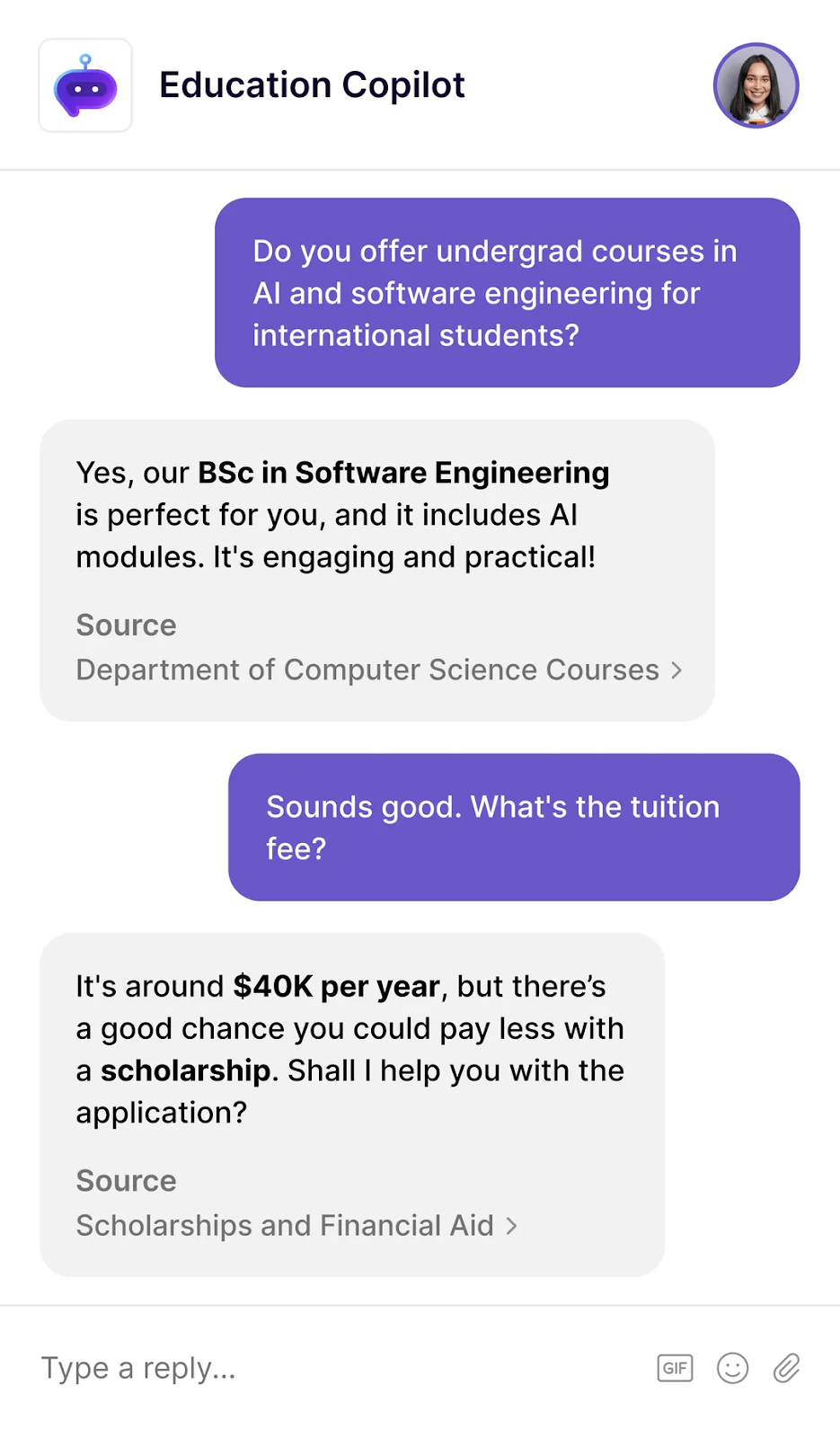 Chatbot use case for education sector