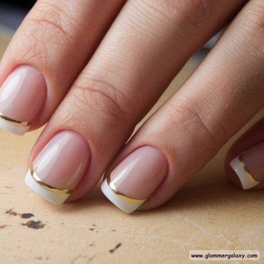 Short Fall Nail having Classic French Manicure
