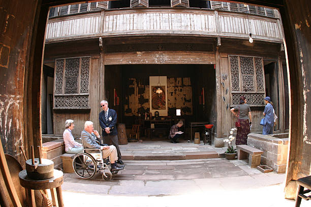 A photo of the Yin Yu Tang House with its chinese architecture at the Peabody Essex Museum.