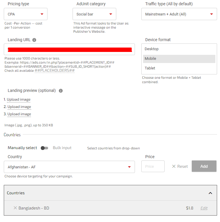 configurando anúncios intersticiais Adsterra 1