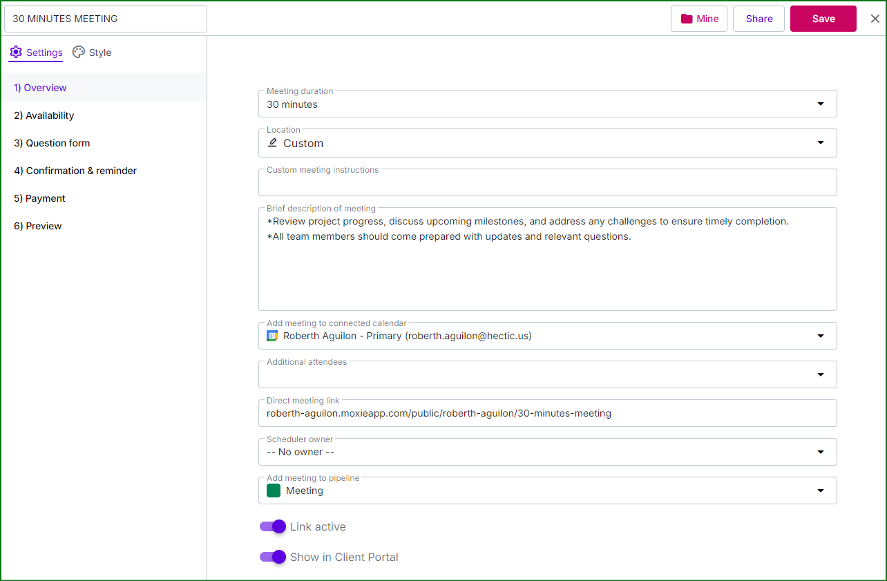 Moxie Meeting Scheduler