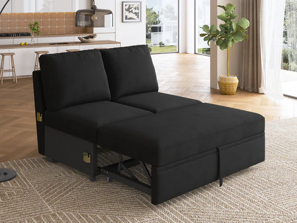 a black Velvet Sofa