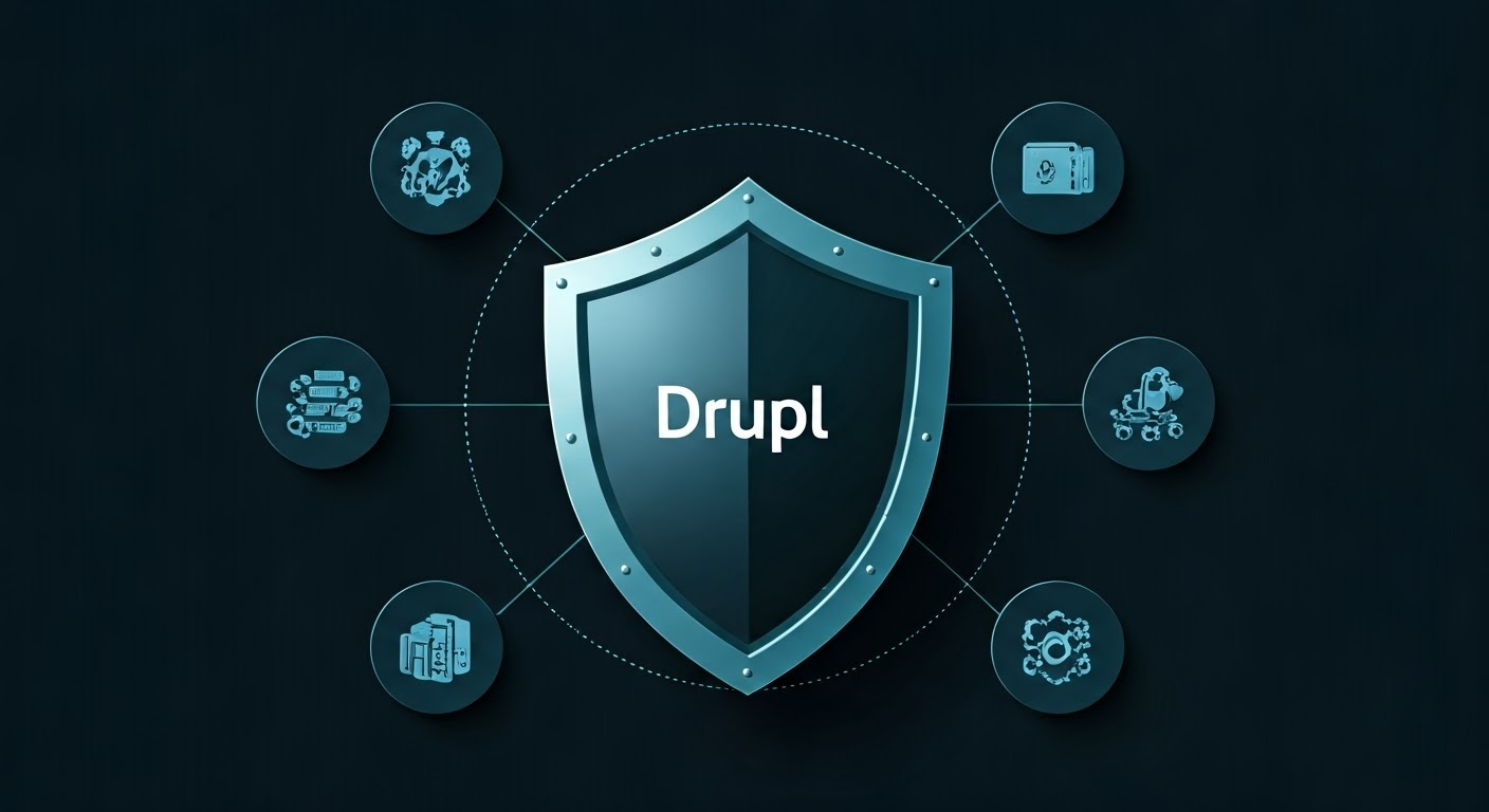 Shield symbolizing Drupal security features